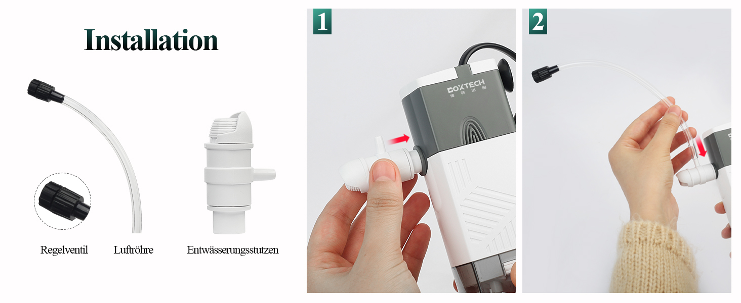 Boxtech Акваріумний фільтр внутрішній 6W, 4-в-1, тихий, регульований, 450L/H, для акваріумів 70-150 літрів