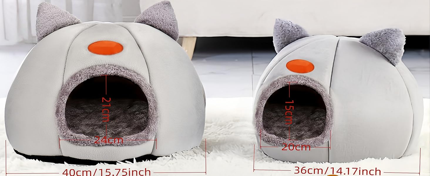 Кігтеточка-будиночок для котів, тепла та м'яка печера-ліжко для кошенят та дорослих котів (сірий, L)