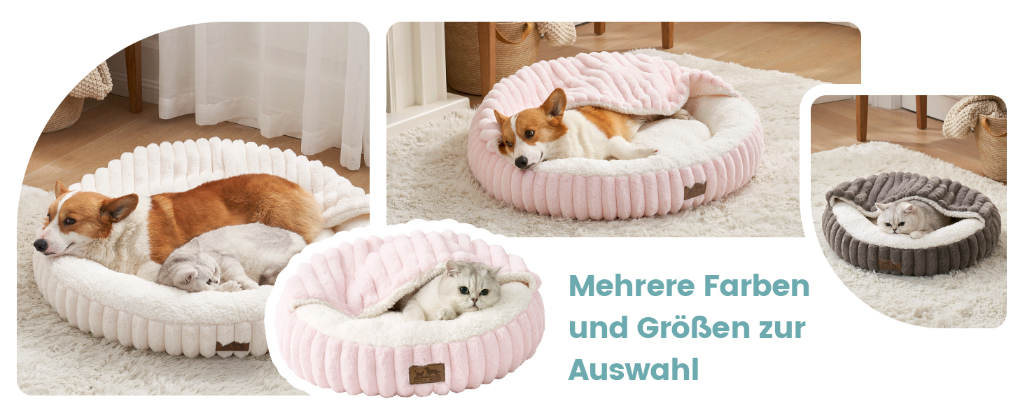 Зимове ліжко для котів з ковдрою, м'яке ліжко-подушка для собак та котів, тепла затишна печеринка з підтримкою голови та шиї, штучне хутро, можна прати, 50x50x15 см, сірий колір