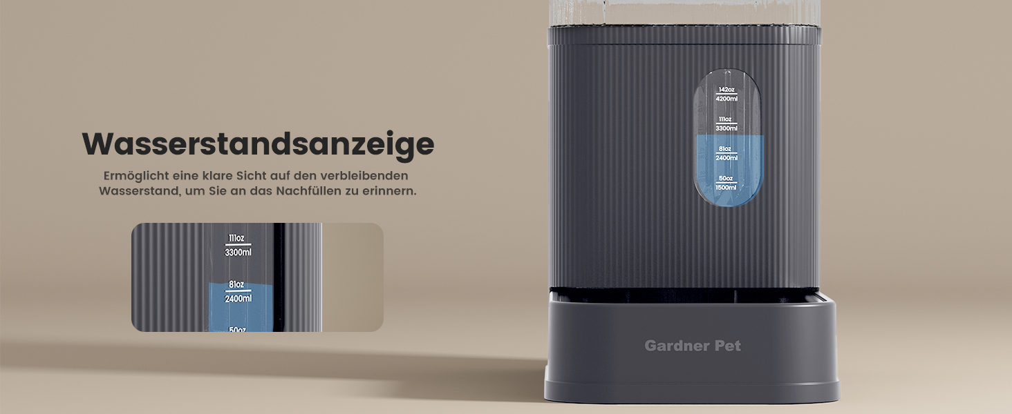 Автоматична поїлка для собак та котів Gardner Pet 8.5л, нержавіюча сталь, гравітаційна, безшумна, сіра. Поїлка та годівниця 2в1, BPA-free