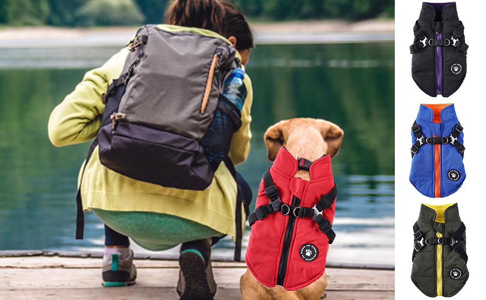 Чорний теплий зимовий одяг для собак XL: теплий жилет/манта з шлейкою, для цуценят, малих, середніх та великих собак
