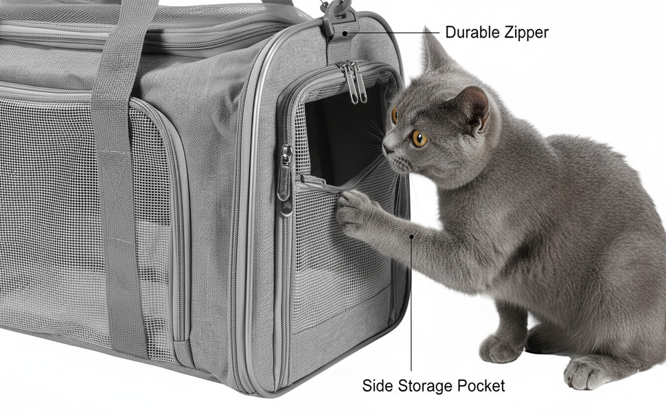 Транспортна переноска для кота та собаки Vuxava, складана, дихаюча, з плечовим ременем та знімним килимком (Сірий, L)