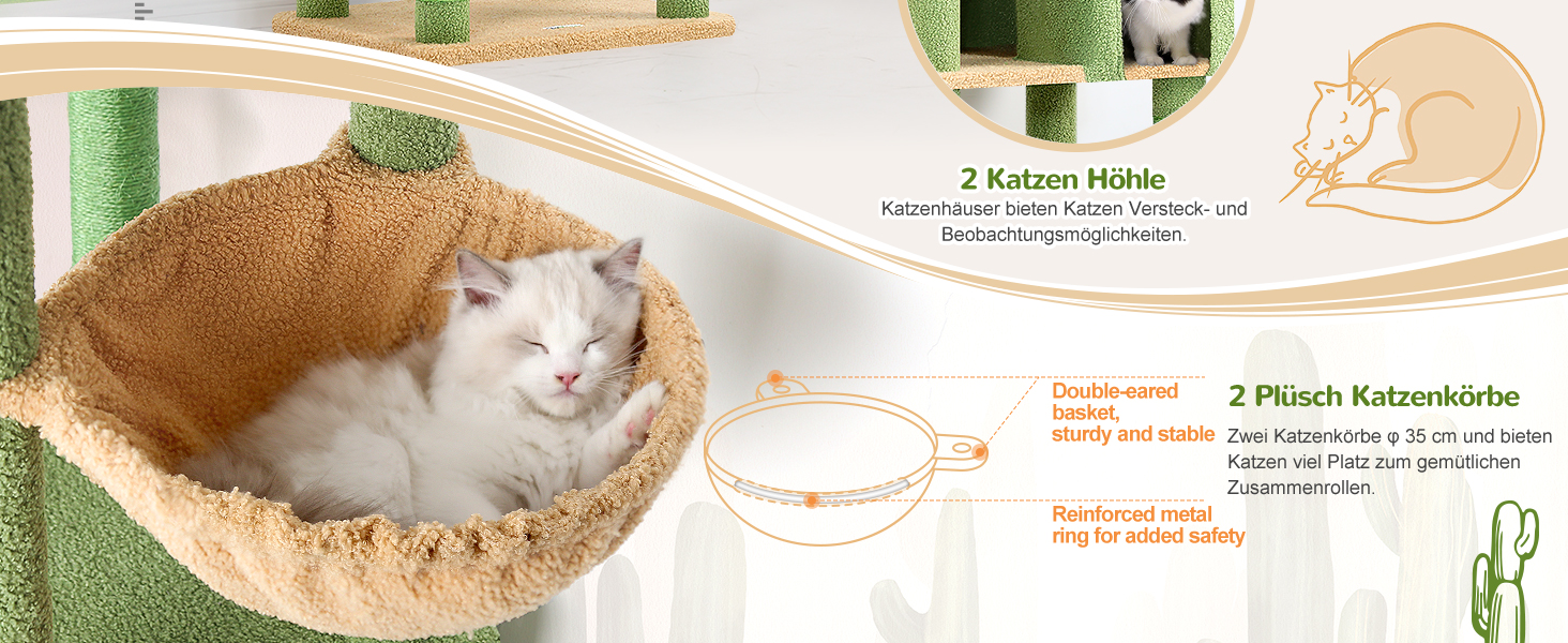 Драбина-кіготь Globlazer XXL, 209 см, з 3 м'якими сидіннями, 2 будиночками, 2 кошиками, великою платформою, іграшками для котів. Стабільна для 3-5 котів.