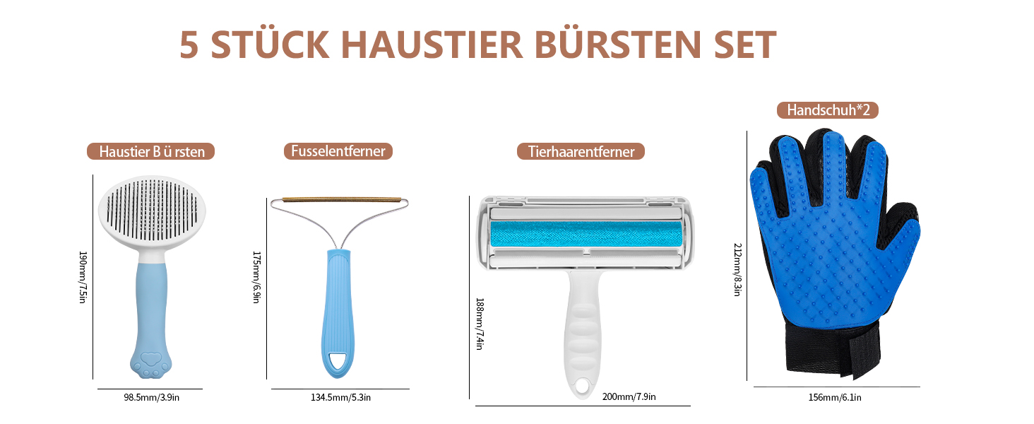 Набір щіток для тварин 5 шт. для видалення шерсті з меблів, щітки для собак та котів з довгою та короткою шерстю, ролики для видалення ворсу для дивану, ліжка, багаторазовий двосторонній набір