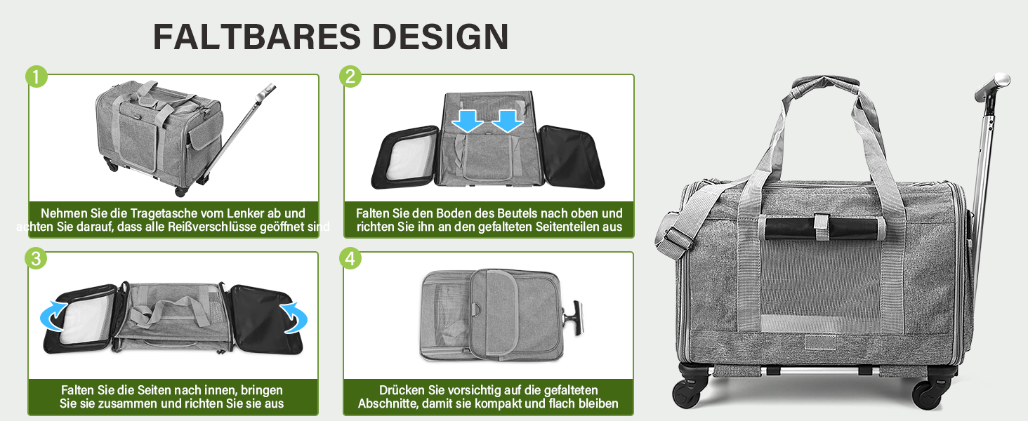 Переноска для тварин ALLSOPETS з колесами для котів та собак, сіра, для подорожей літаком