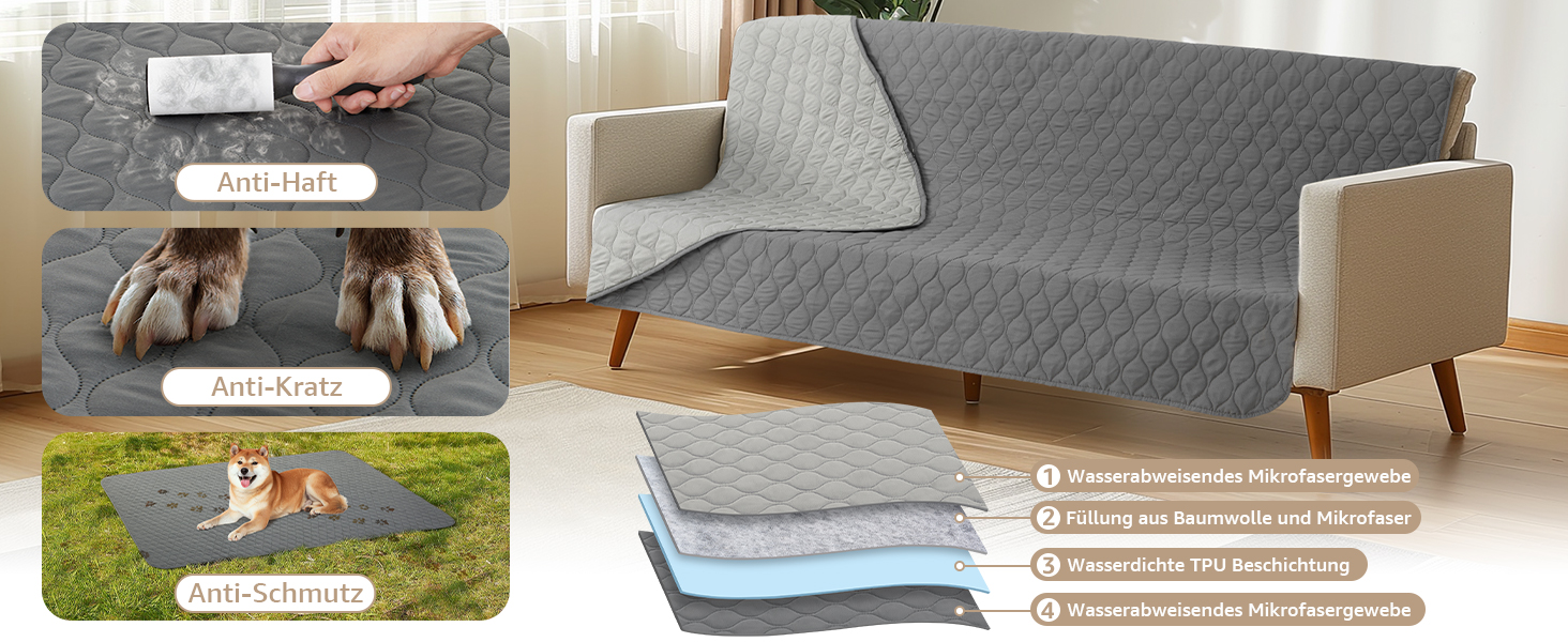 Водонепроникний килимок для собак PICK FOR LIFE: м'який, двосторонній, 137x208 см