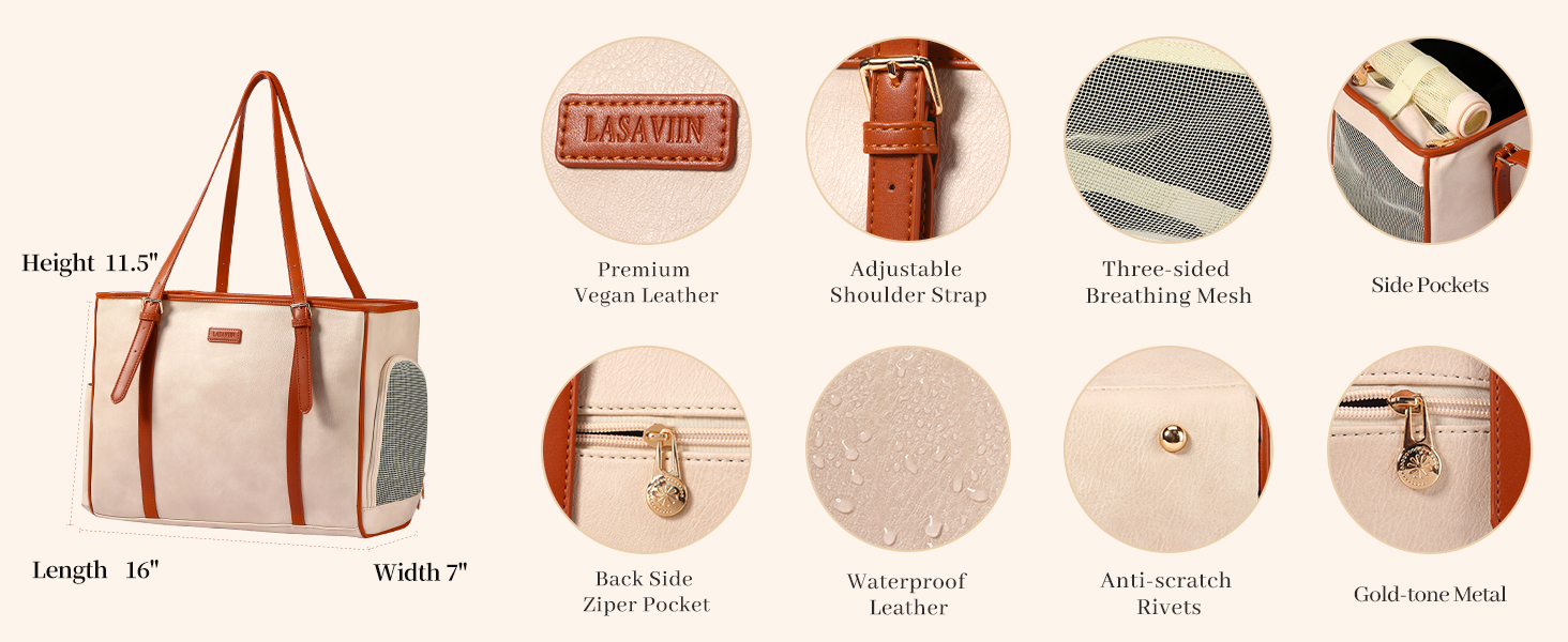 Сумка-переноска для собак Lasaviin: стильна, з натуральної шкіри, для маленьких собак, котів, цуценят, дозволена авіаперевезеннями