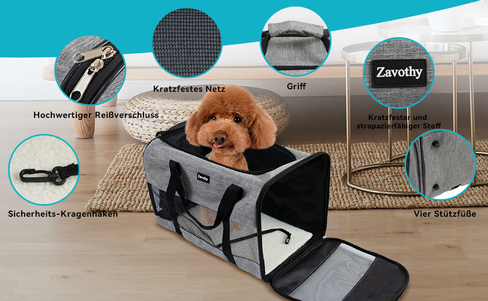 Транспортна сумка для котів та собак, дихаюча та складана, з регульованим плечовим ременем, знімний плюшевий матрац (Сірий, L)