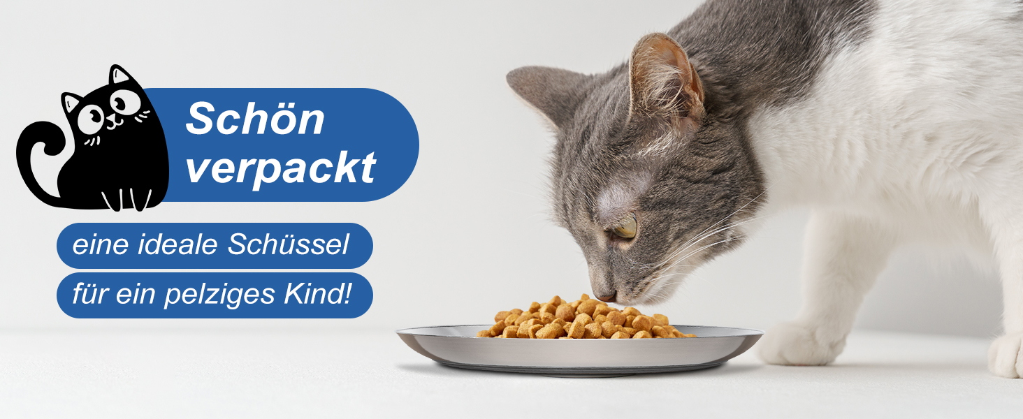 Набори мисок для котів 4 шт. з нержавіючої сталі, проти ковзання, для вологого та сухого корму, 17 см, без зачепів для вусів