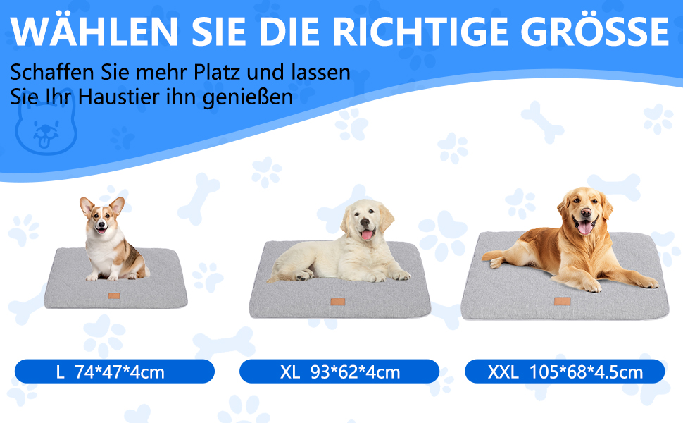 Килимок для собак, неслизький, миючий, для активного відпочинку, знімний чохол, для маленьких, середніх та великих собак, теплий взимку та прохолодний влітку, сірий, XXL (105 x 68 x 4,5 см)