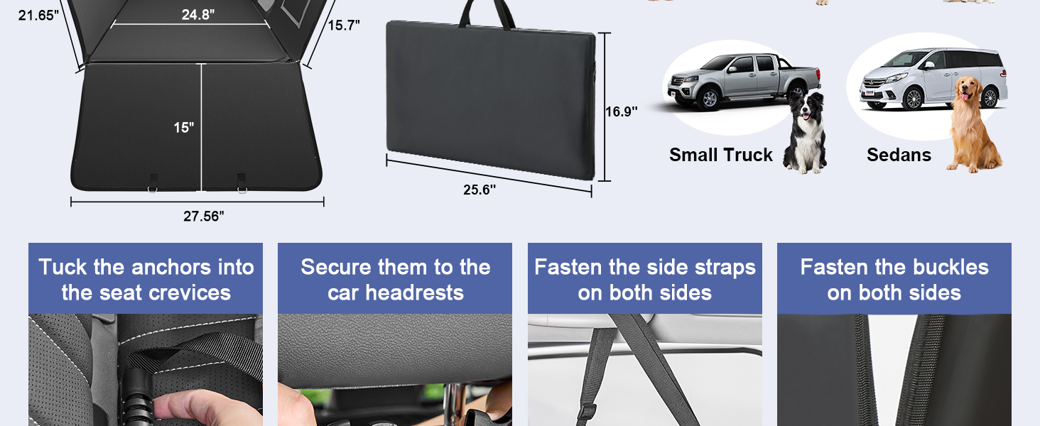 Захисний чохол на сидіння для собак Dorifine з PU-шкіри для заднього сидіння автомобіля. Підходить для собак вагою до 180 кг, 100% водонепроникний, стійкий до подряпин та ковзання. Розмір M (132 x 63 см).