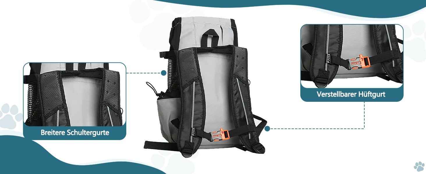 Рюкзак-переноска для собак Galatée, регульований, з вентиляцією, для походів, трекінгу та подорожей (S, чорний)