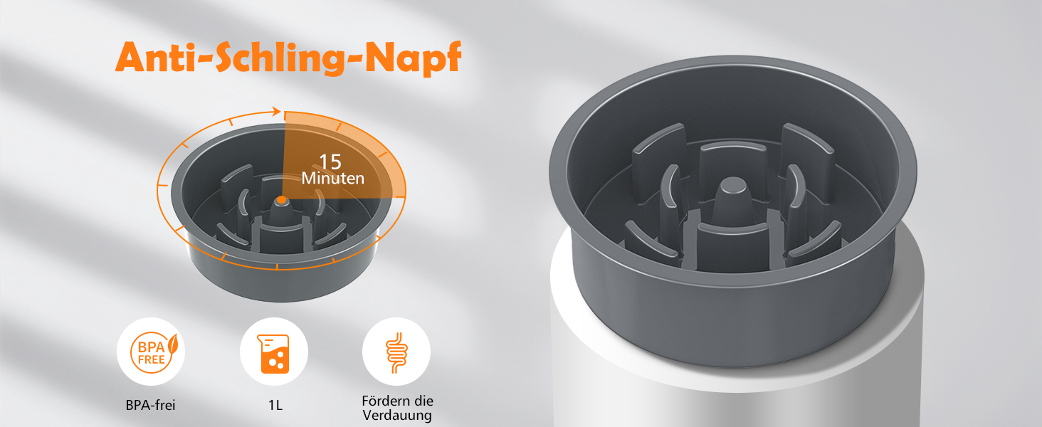 Набір мисок для собак X-BEN 3-в-1: миска для води з захистом від пролиття 1.4L, миска від захлипування 1L, годівниця з 5 рівнями регулювання висоти, для середніх та великих собак, антиковзаюча, сіра