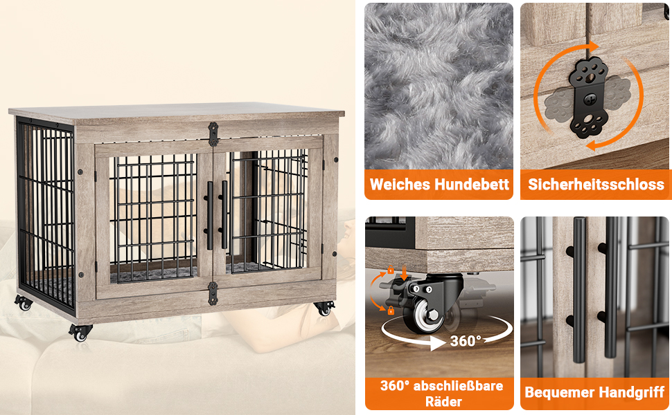 Кіяпка: Будка для собак у дім з подушкою, 98x64x68 см (Сірий, M)