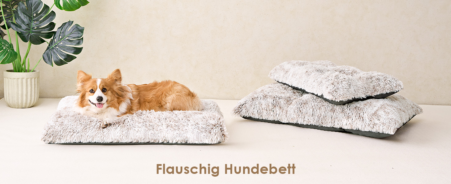 М'яке ліжко для собак EHEYCIGA, велике, XXL, 120x90 см, з довгим плюшем, неслизьке, коричневе, миється