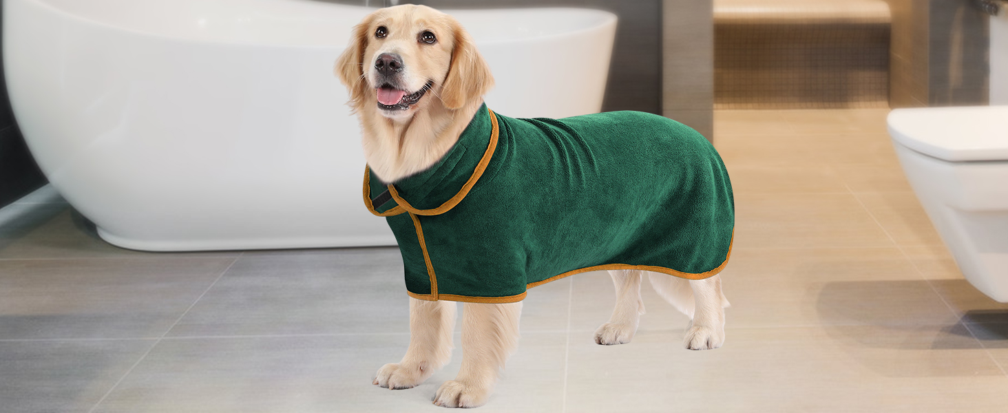 Рушник для собак PETTOM з мікрофібри, швидковисихаючий, бавовняний, супер-поглинаючий, для великих, середніх та маленьких собак (M, Зелений) M Темно-зелений