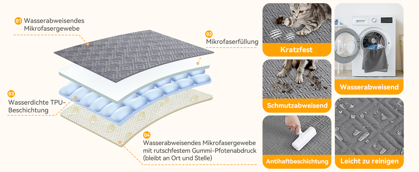 Водонепроникний килимок для собак, антиковзкий та пральний, ковдра для собак та котів, захисна ковдра від шерсті та подряпин для дивану, ліжка, автокрісла (Сірий, 127x152 см)
