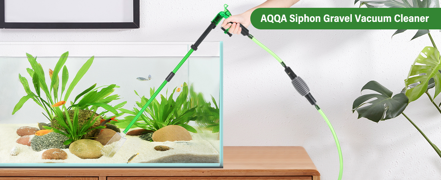 Сифон для акваріума AQQA: очищувач ґрунту, 3-в-1, до 60 см