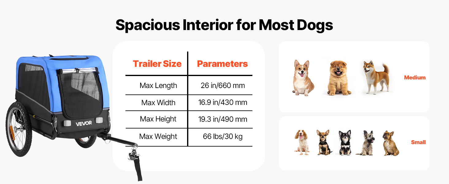 Фаркоп для собак VEVOR, до 30 кг, велосипедний причіп для собак, складаний, універсальний, з відбивачем та прапорцем