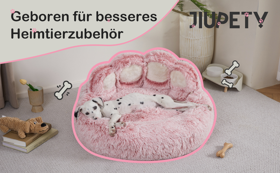 Кругле собаче ліжко Jiupety з м'якої плюшевої тканини, форма пончика, для собак середніх порід, розмір 81 см, зручне та м'яке, можна прати, рожеве, 81 x 81 x 25 см