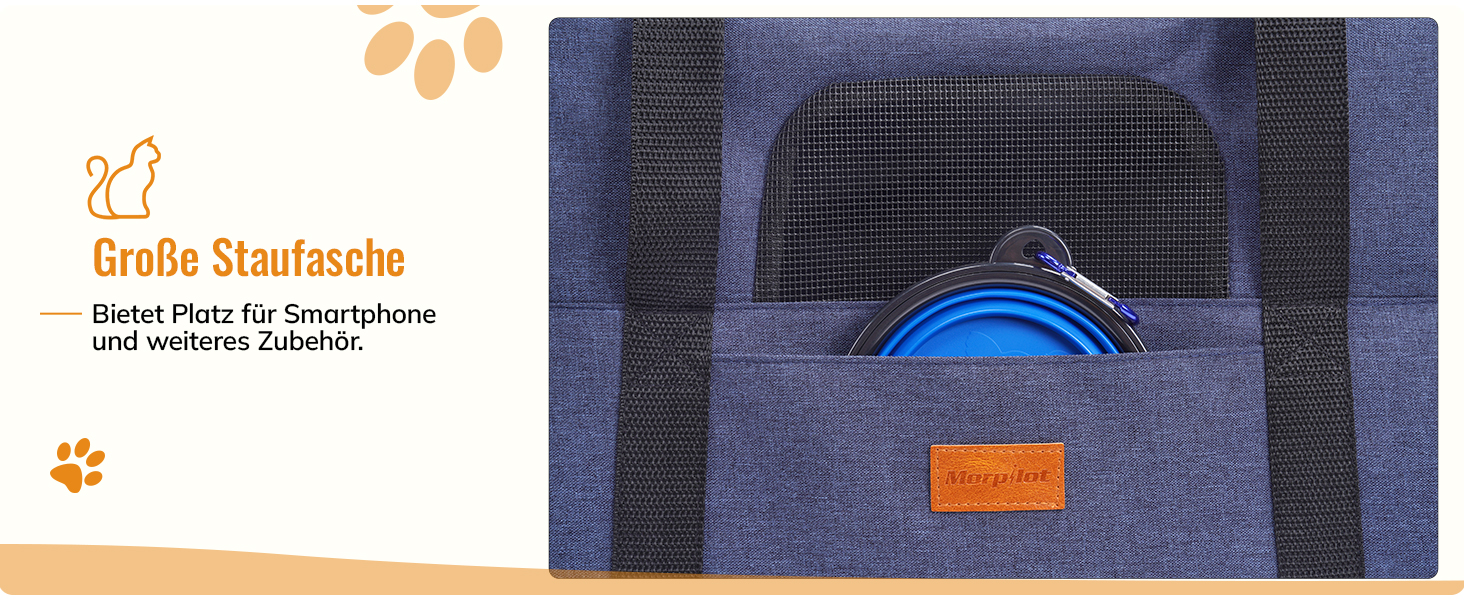 Транспортна переноска для котів та цуценят Morpilot до 7 кг, переноска для тварин з безпечними застібками, складна миска, підходить для візитів до ветеринара, авто та літака