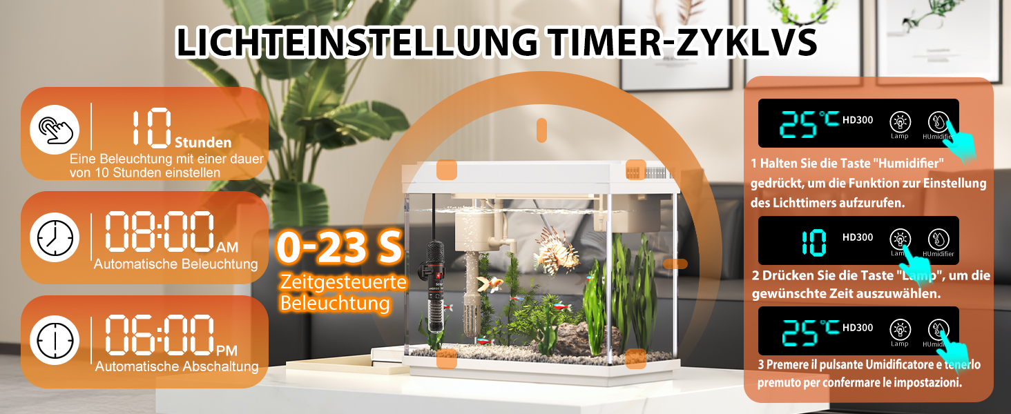 Акваріум Vehipa Nano 9L з підсвіткою, фільтром, обігрівачем та зволожувачем повітря (білий)