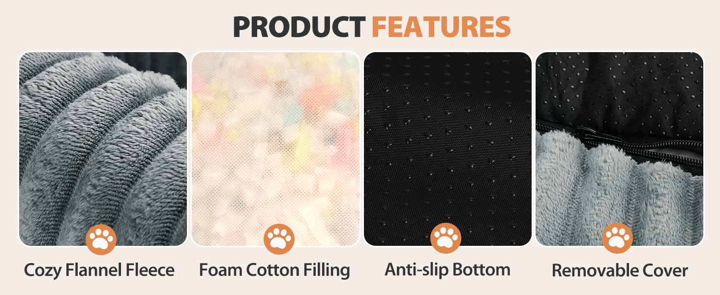 Ліжко для собак Nobleza, 65x55x20 см, сіре, з м'якою піною, знімний чохол, неслизьке дно