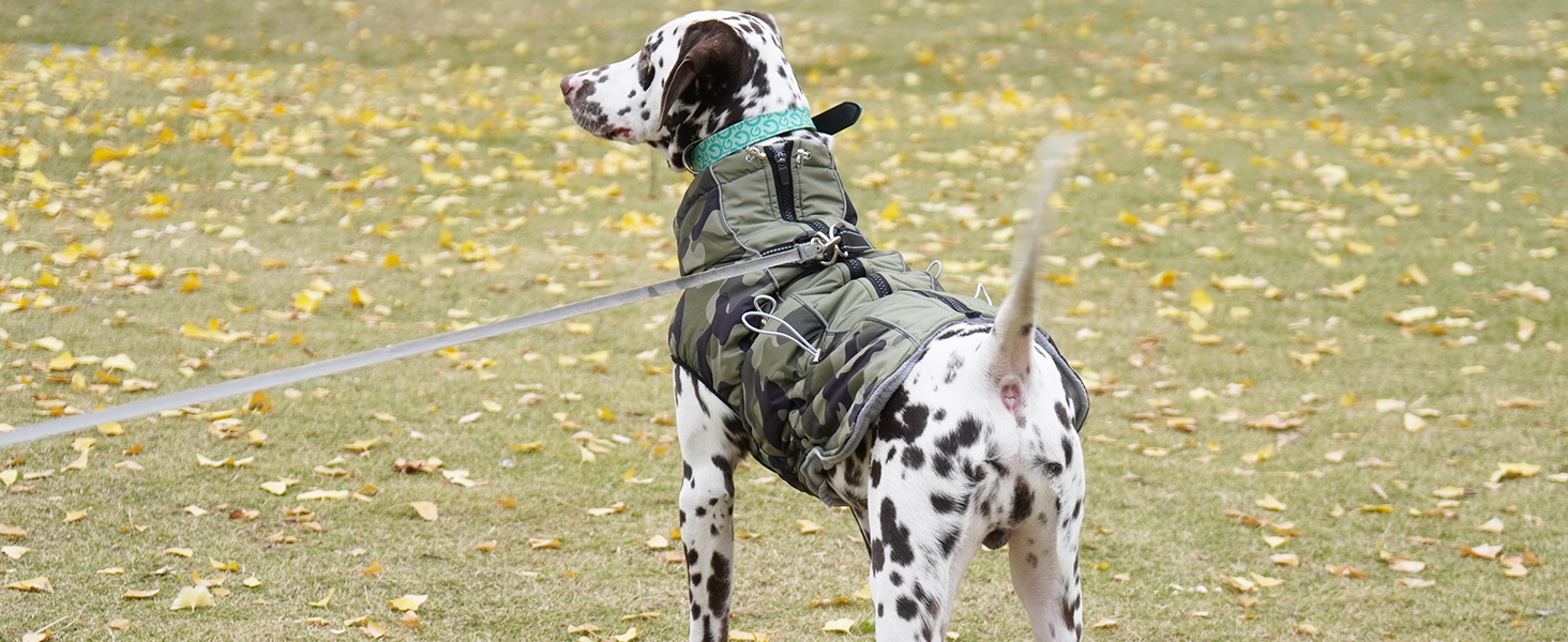 Водонепроникний зимовий одяг для собак, теплий куртка для собак з отвором для шлейки, для малих, середніх та великих собак, військовий камуфляж, з світловідбиваючими смугами, блискавка, XL
