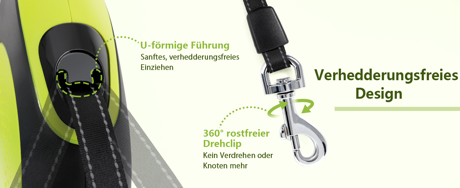 Рулетка для собак Pecute 8м з LED-підсвічуванням, 360° без перекручування, для собак до 50 кг