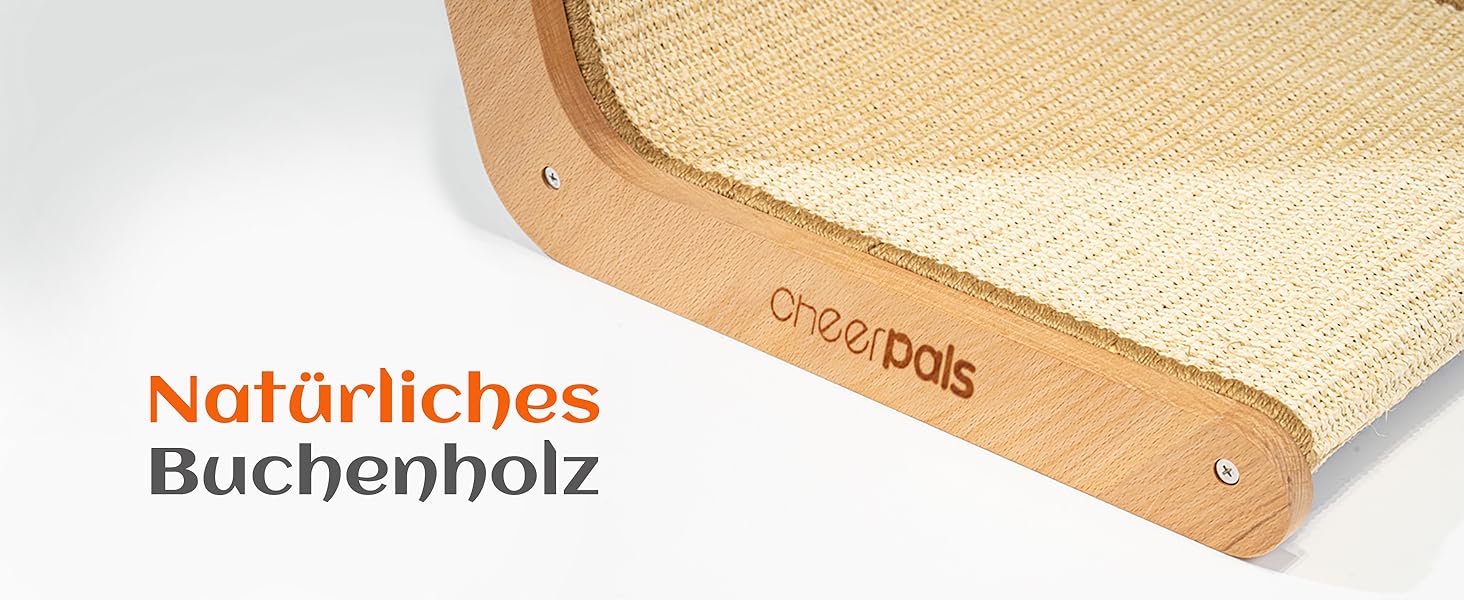 Котячий дряпак CheerPals L-подібний з сизалю - міцна конструкція з бука, 58x37x48 см