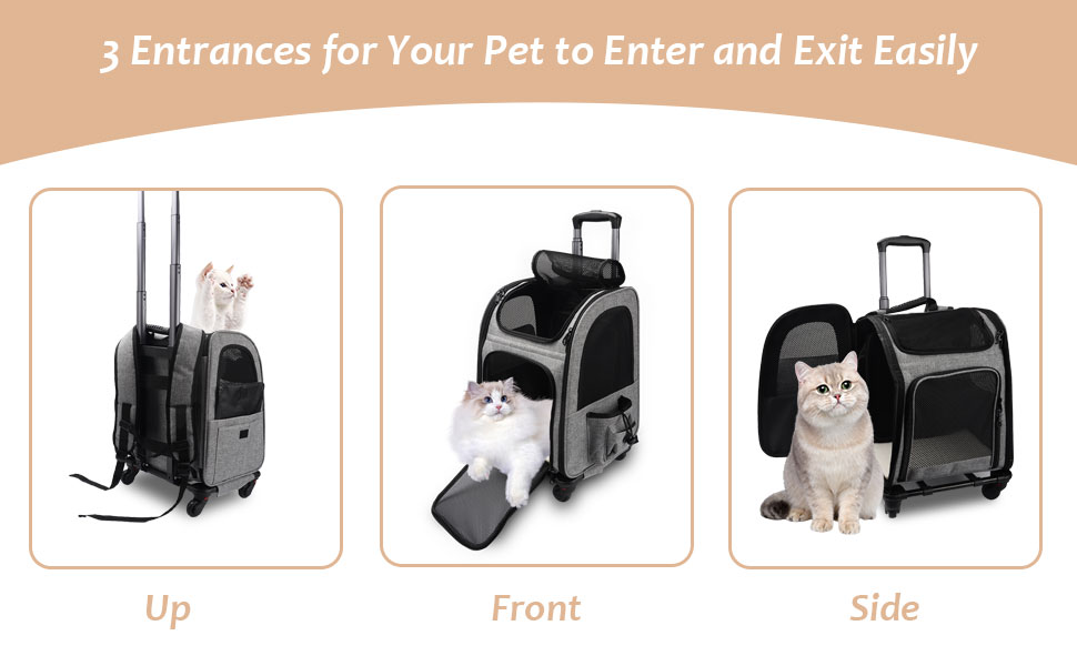 Тролей-рюкзак для собак та котів 2в1, зручна переноска з сіткою, багатофункціональний рюкзак для тварин на 4 колесах, дихаючий рюкзак-переноска для котів та цуценят