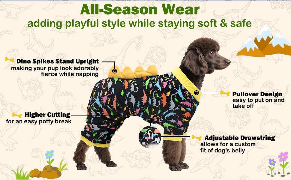 Костюм динозавра для собак CuteBone, піжама з еластичного спандексу, кристанового оксамиту, тепла та м'яка одежда для маленьких собак, теплий халат для домашніх тварин, COSP01S-DE S