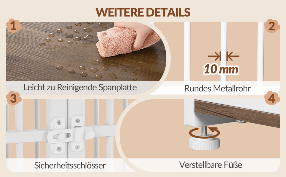Будиночок для собак 100 см, дерев'яна клітка для дому з 3 дверцями (100x60x70 см), вінтажний коричнево-білий, для середніх та великих порід