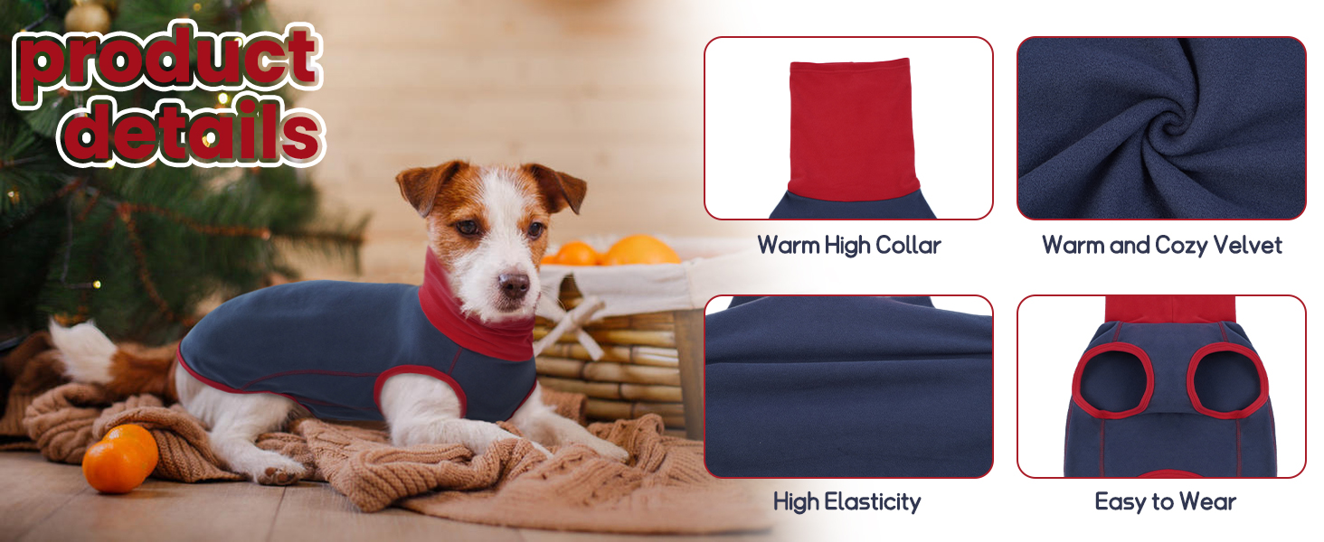 Теплий флісовий пуловер для собак маленьких порід MHaustlie. Флісова жилетка, теплий одяг для собак, піжама (синій, S)
