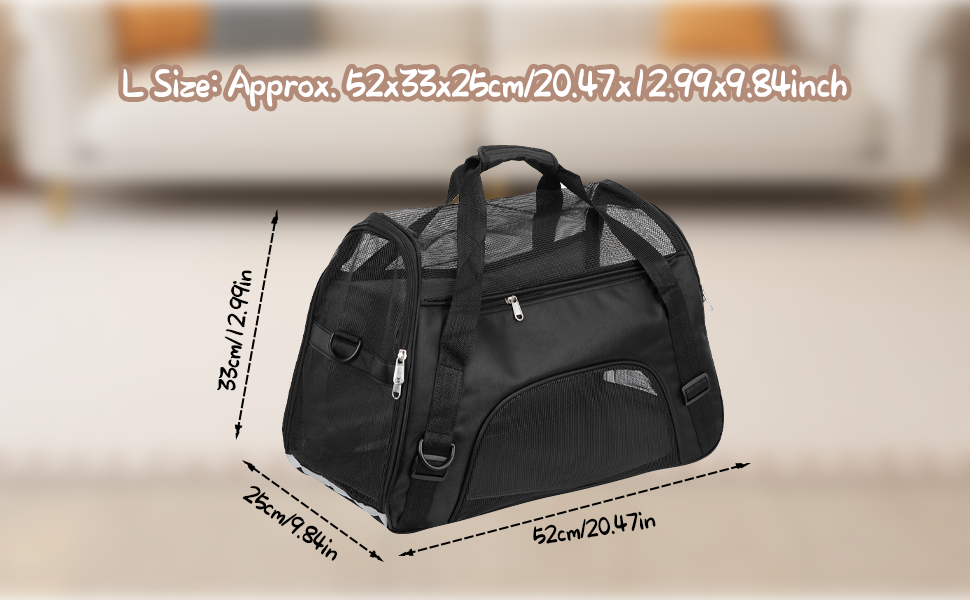 Транспортна сумка для собак та котів, складна переноска, чорна (L)