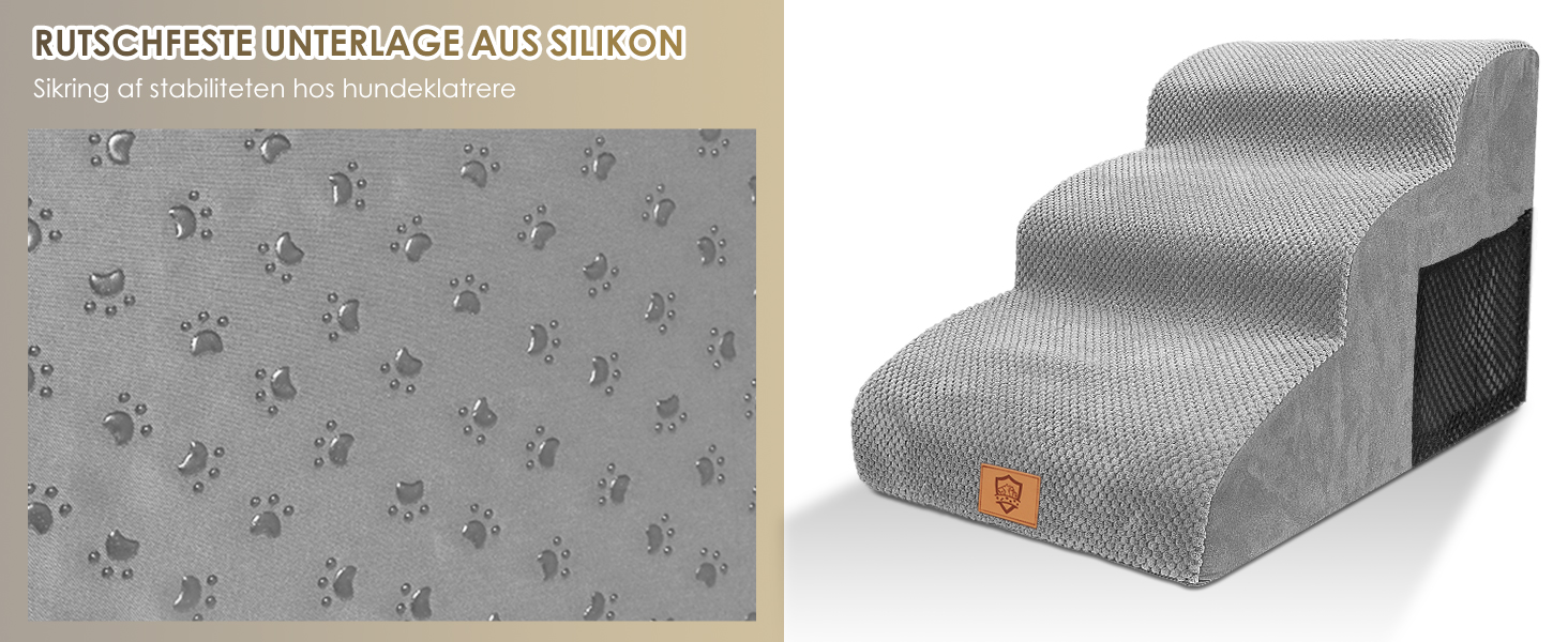 Сходинки для собак маленьких порід, 3 сходинки, водонепроникні, з високощільним губчастим матеріалом, знімні, для доступу до ліжка/софи, сірі.