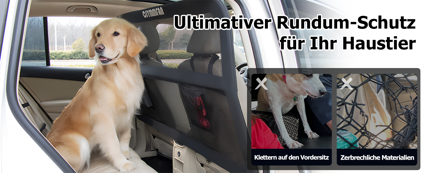 Сітка-перегородка для собак у машину CJYMMFAN - універсальна, для заднього сидіння та багажника, з металевим каркасом та прозорим сіткою