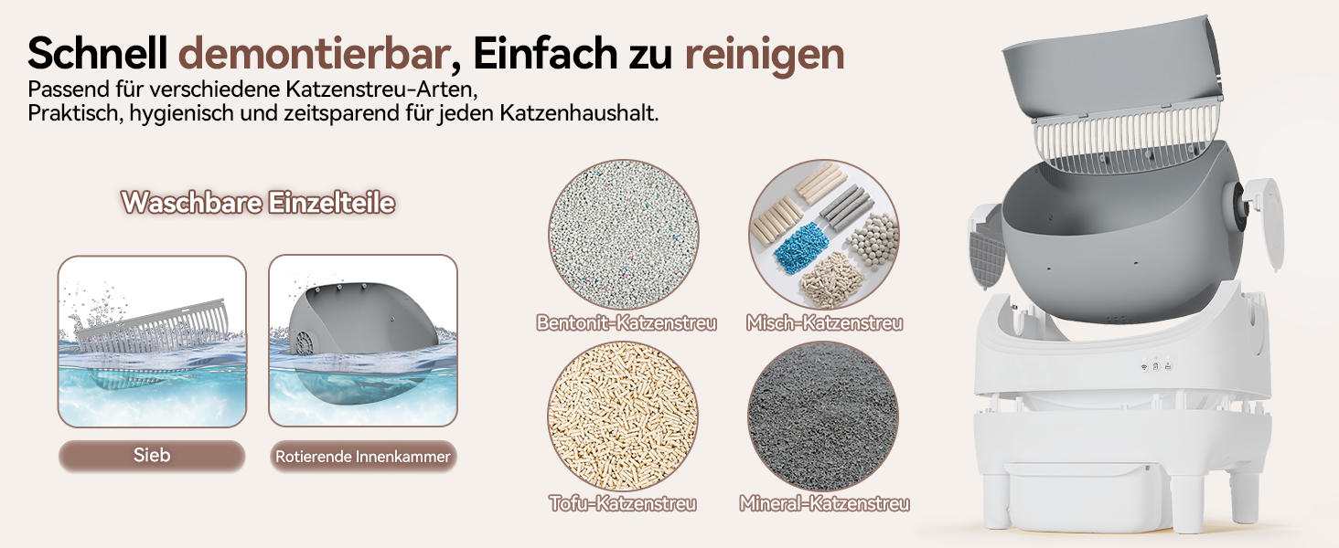 Автоматичний лоток для котів JUMMICO з самоочищенням, з керуванням через додаток, 12л, XXL, відкритий дизайн, безпека для котів 1,5-15кг