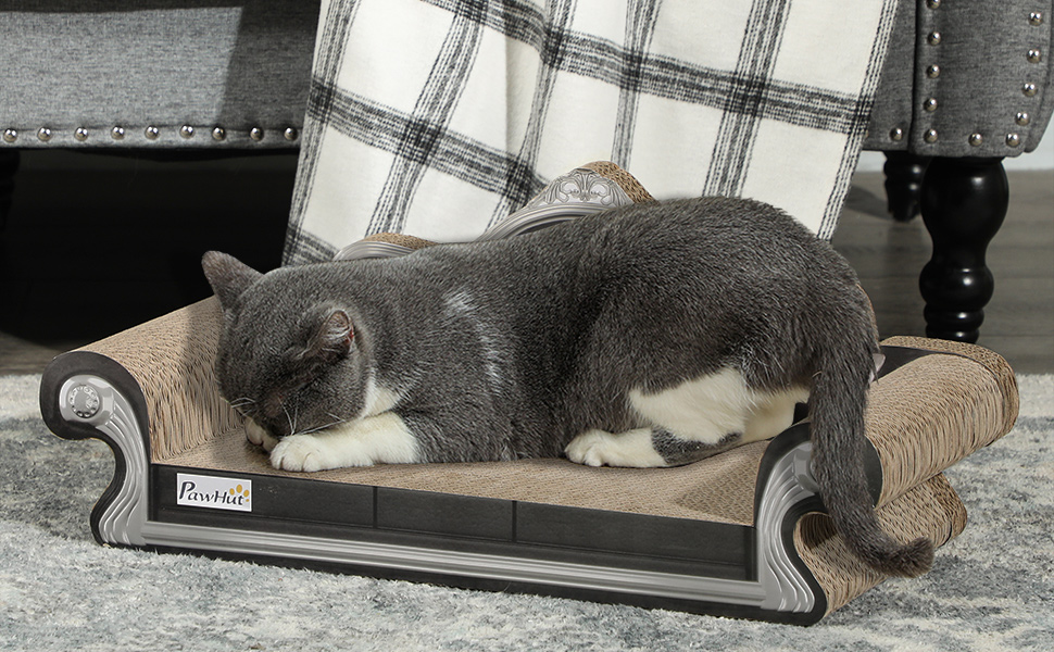 Кігтеточка PawHut для котів 2-в-1 з софою та котячою м'ятою, 56,5x24x26 см, коричнева