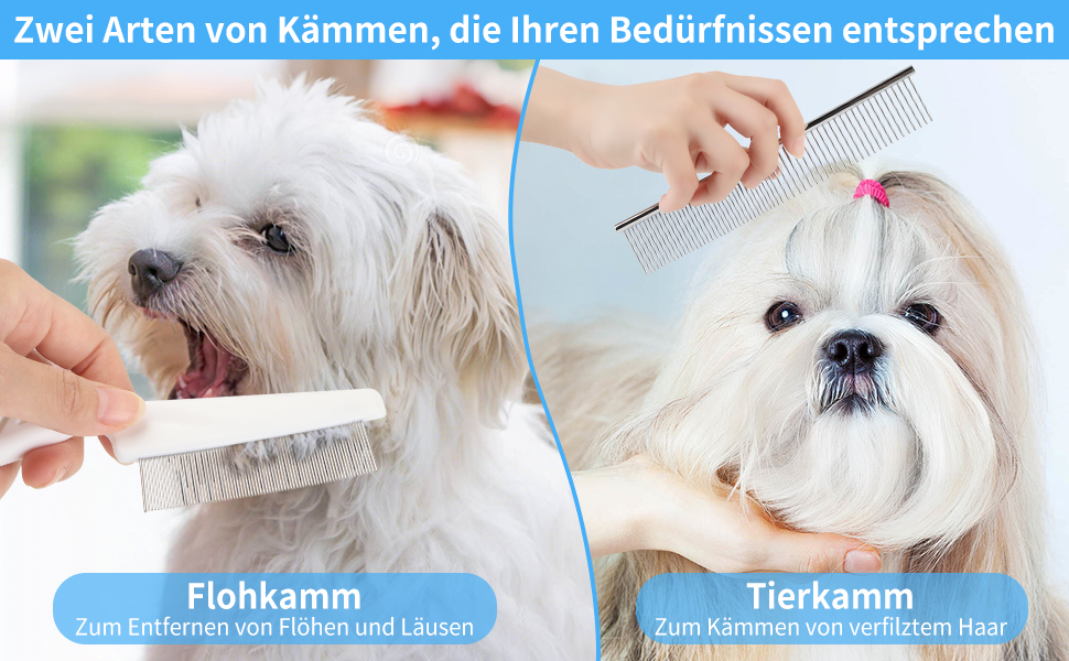 Набір для догляду за шерстю собак та котів (9 шт.) - щітка для самостійного очищення, гребінець для видалення ковтунів, триммер для кігтів з напилком, гребінець від бліх, рукавичка для миття - професійний набір для короткої та довгої шерсті (сірий)