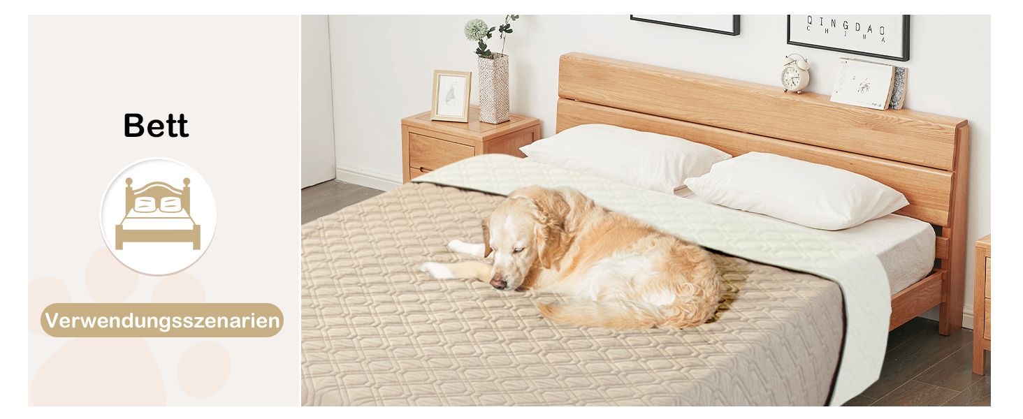 Водонепроникний килимок для собак GYURO - двосторонній, м'який, 97 x 190 см (Хакі) - для великих і маленьких собак, захист дивану, ліжка, авто, придатний для прання