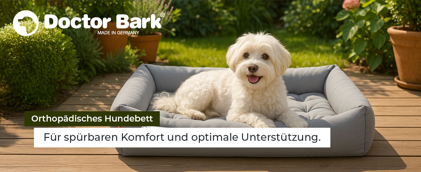 Ортопедичне ліжко для собак Doctor Bark - миється до 95°C, гігієнічне, без запаху, з м'яким коржем для собак середніх порід (M - 80x70 см, світло-сірий)
