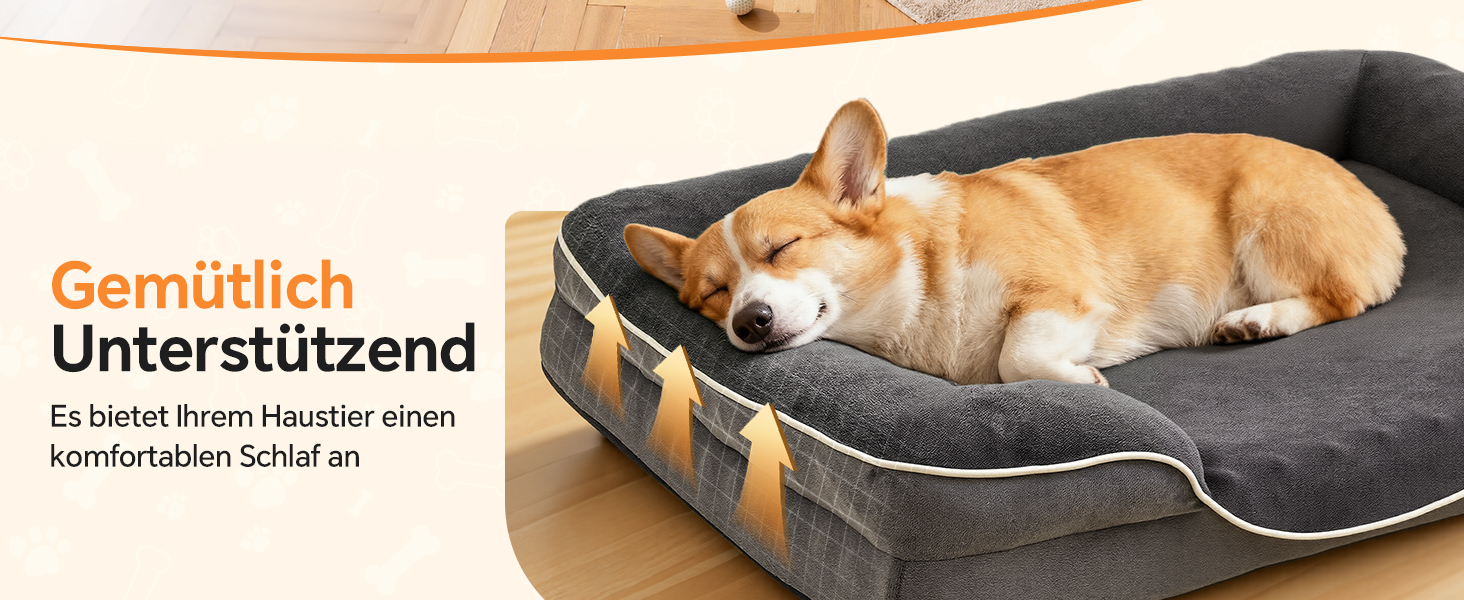 Ортопедичне ліжко для собак великих порід, м'яке, з антиковзною основою, дихаюче, сіре, 100x70x20 см