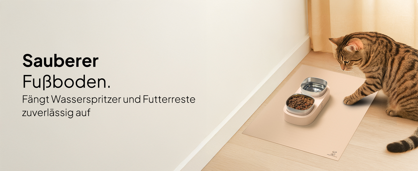 Підкладка під миску для кота Pretty PAW® 60x40 см - аксесуар для фонтану та миски Pretty Paw | нековзна та водонепроникна, захист підлоги (Бежевий, широка)