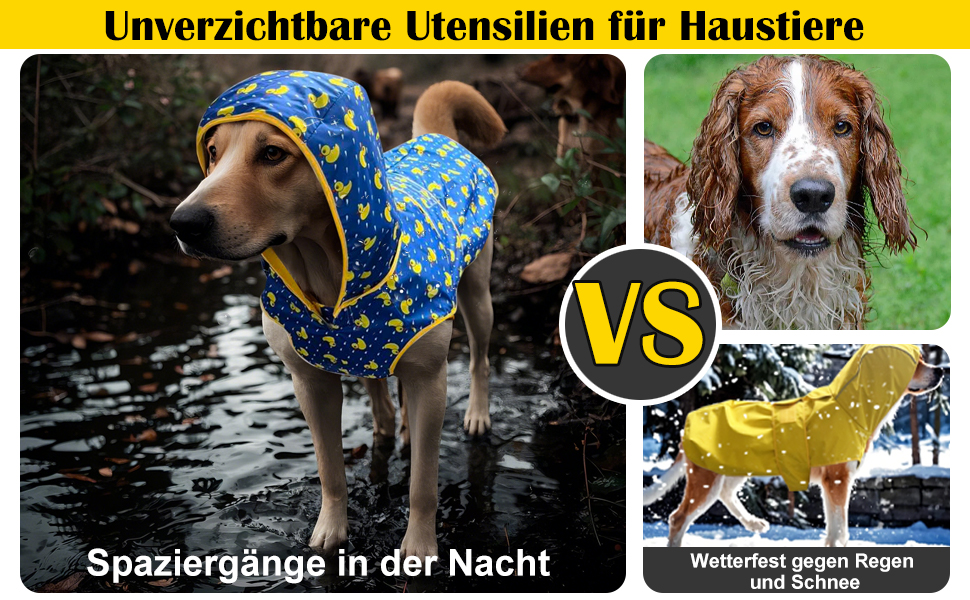 Водонепроникний дощовик для собак - двосторонній, з капюшоном та світловідбивачами (XL, жовтий)