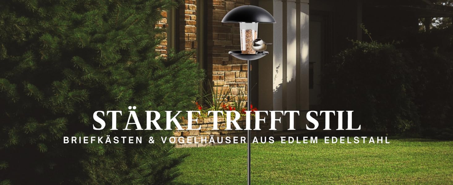 Годівниця для птахів MeLiTec VH04: годівниця-сило для диких птахів з нержавіючої сталі, чорна матова, для саду