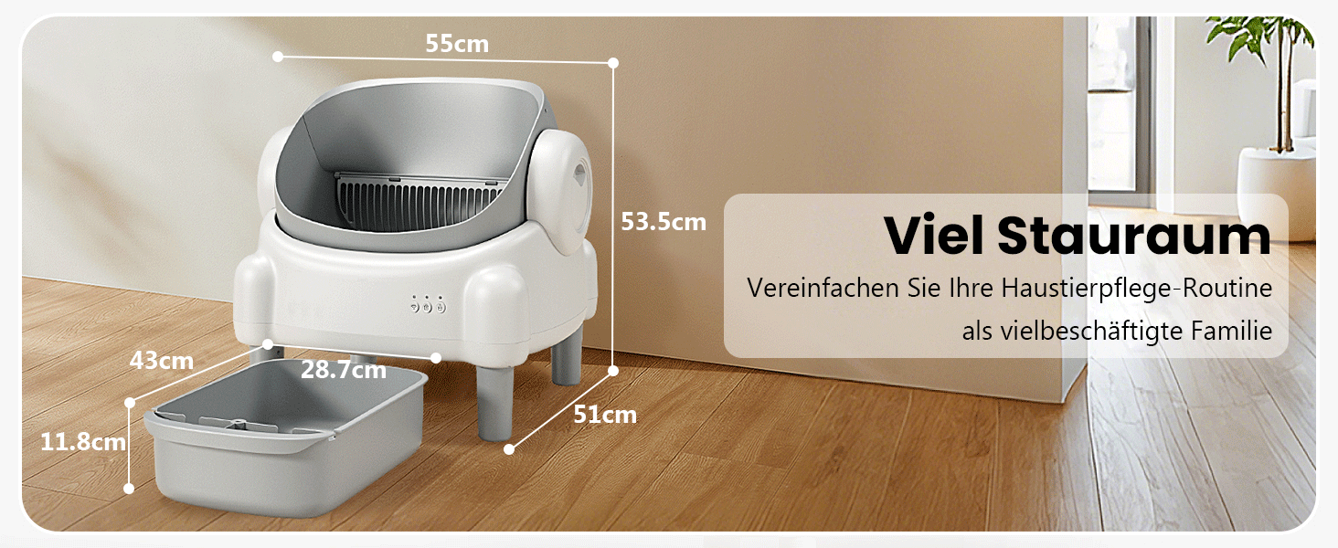 Автоматичний лоток для котів з відкриванням зверху, з керуванням через додаток, датчиком безпеки та 2 рулонами наповнювача, білий та сірий (MN-2) MN-1