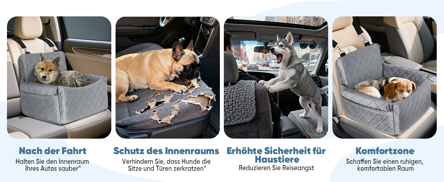 Автомобільний лежак для собак, кріплення на заднє сидіння, з ременями безпеки та кишенею для зберігання, 45x40x34 см