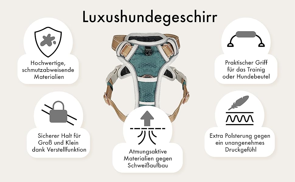Набір повідка та шлейки для собак – дихаючий, регульований, з м'якою підкладкою та світловідбиваючими елементами – для великих та середніх собак (Синій, XL (76-101 см обхват грудей))