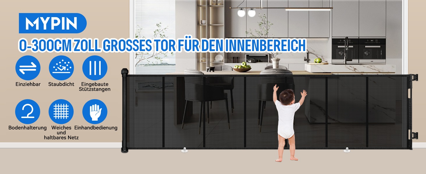 Захист для дверей MYPIN: розтяжне захисне ворота для собак, дітей, 0-140 см, чорний